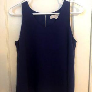 Loft dark blue silk top- Small petite
